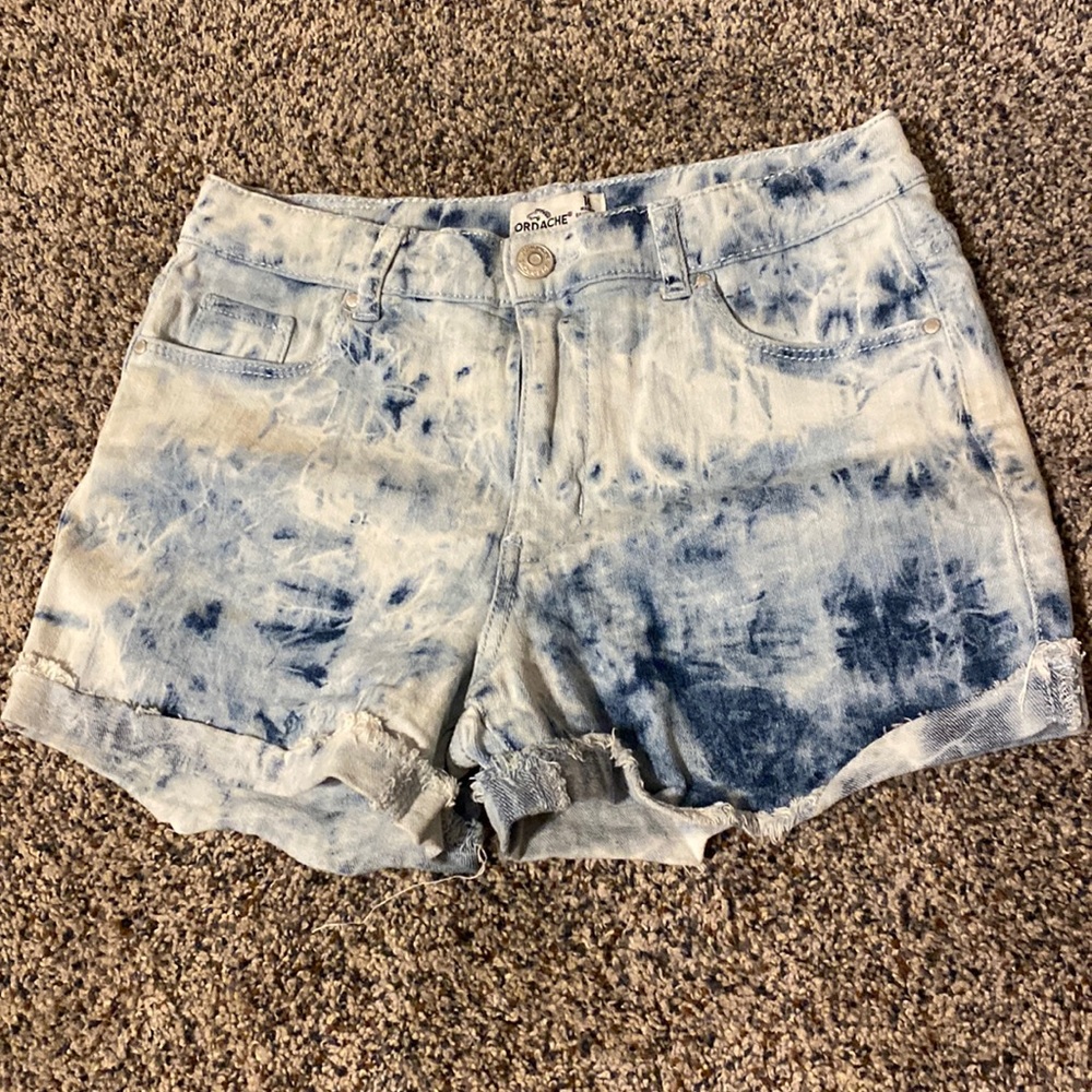 tie dye denim shorts